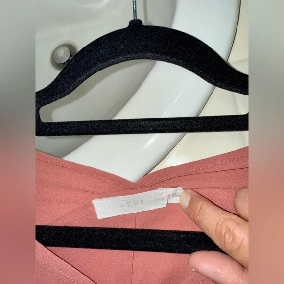 Lush Pink Blouse with Short Sleeves and Relaxed Fit - Picture 3 of 3